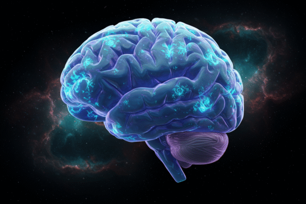 Futuristic holographic brain network with glowing Golnar Sequence symbols illustrating Pernithia Galnith neural connections